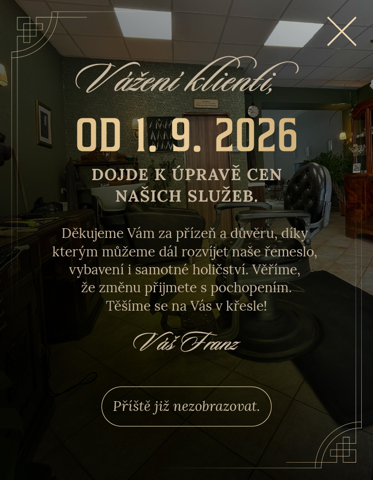 Oznámení o úpravě cen služeb